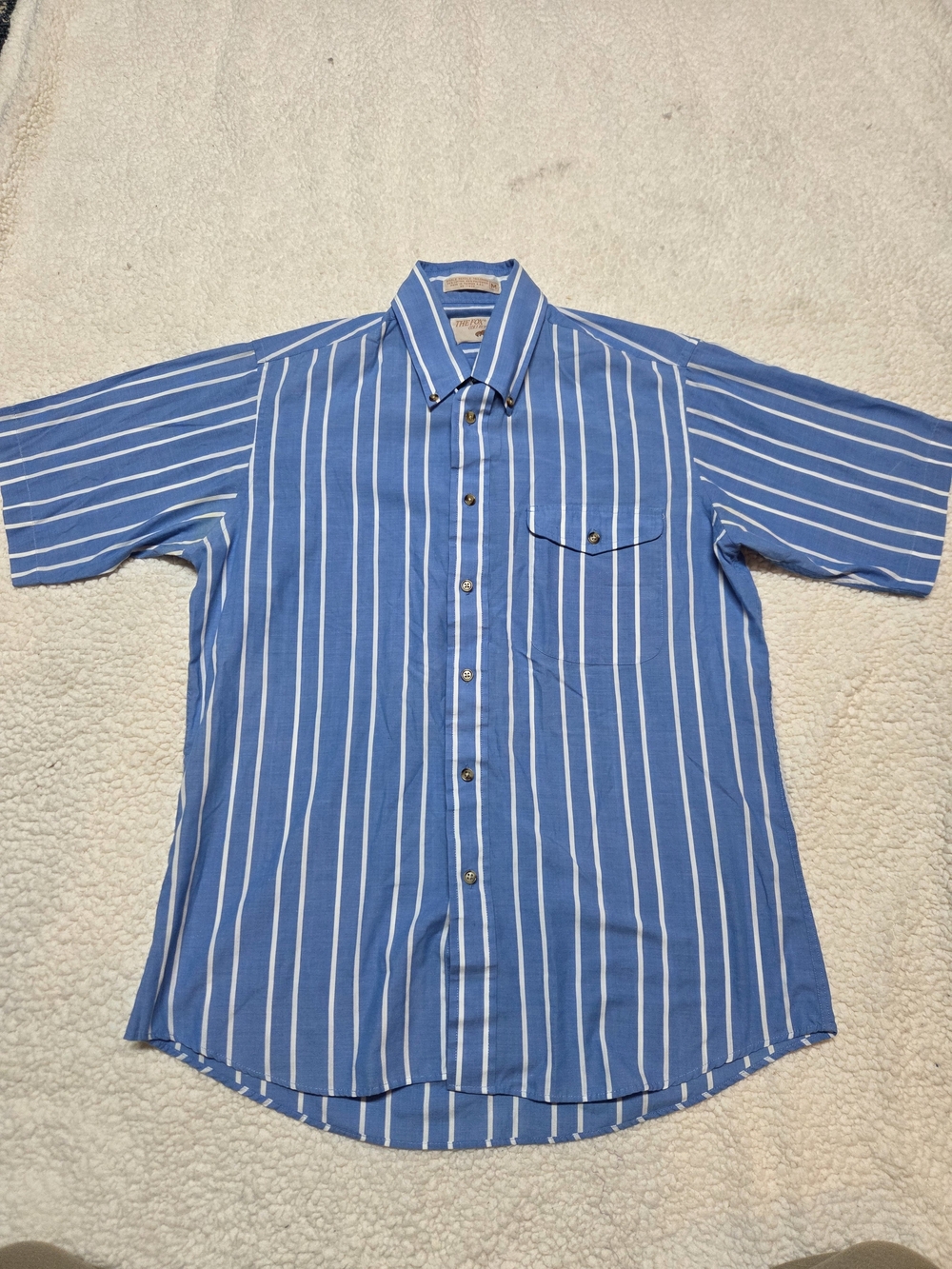 Classic Blue Vertical-Stripe Short-Sleeve Button-Down Shirt